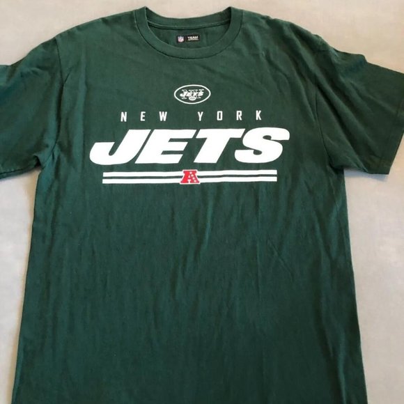 New York Jets Shirt Men's Large NFL Football Green Cotton Fan Tee - Picture 1 of 1